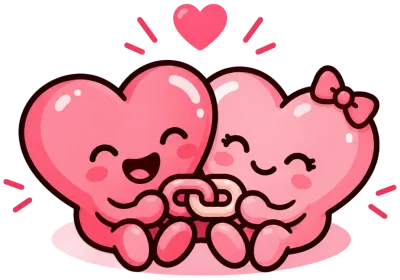 Two hearts happily linked together